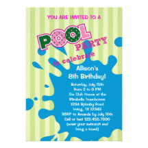 Pool Party Summer Birthday Invitation