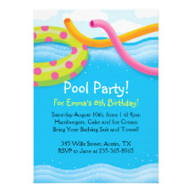 Pool Party Themed Invitations