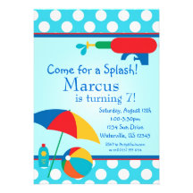 Pool Party Turquoise Polka Dot Birthday Invite