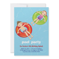 Pool Rings Summer Swim Birthday Party Invitation