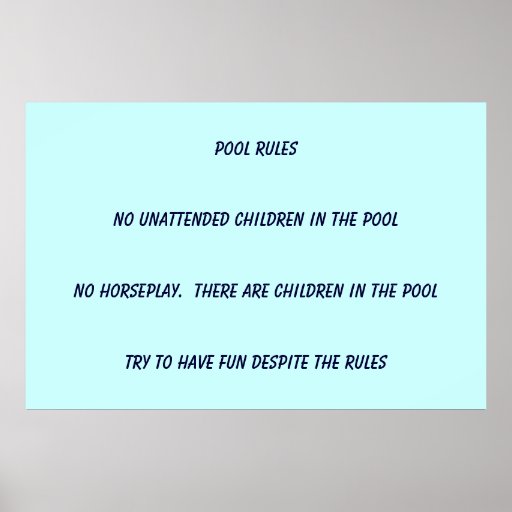 Pool Rules Poster Zazzle