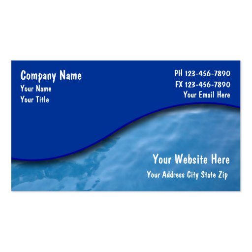 Pool Service Cards Business Card Templates (front side)