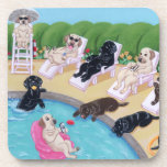 Pool Side Party Labradors Painting Coasters