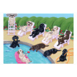 Pool Side Party Labradors Painting Personalized Announcement