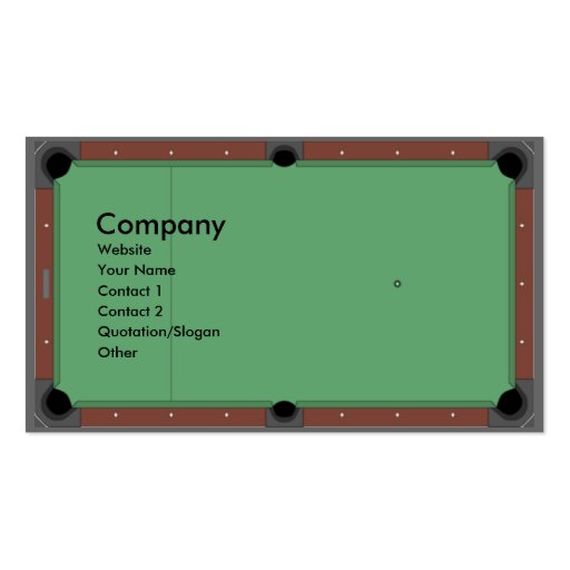 Pool Table Business Card Template (front side)