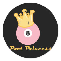 PoolChick Pool Princess Round Stickers