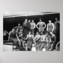 Poolside Girls, early 1900s Print