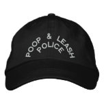 "POOP &amp; LEASH P0LICE" embroidered on cap Baseball Cap