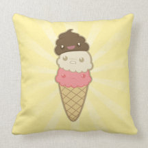 Poop on Ice Cream Throw Pillows