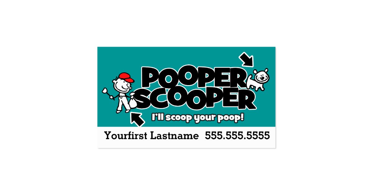 Pooper Scooper.Pet waste removal.Custom text/color Business Card Zazzle