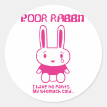 POOR RABBIT ROUND STICKER