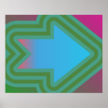 Pop Art Arrow To The Right Green Over Blue Posters
