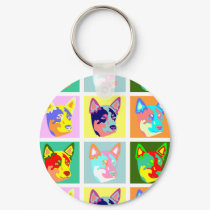 Pop Art Australian Cattle Dog keychains