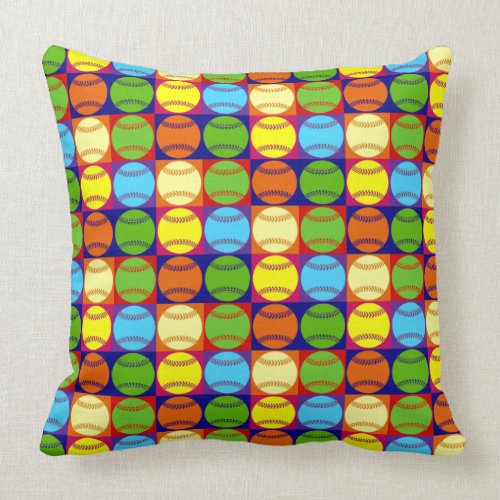 Pop Art Baseballs Pattern Pillows