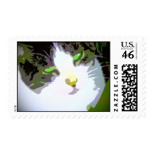 Pop Art Cat Impressionist Abstract Stamp