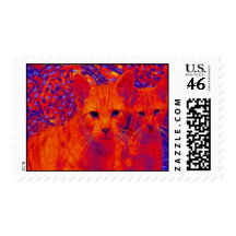 pop art cats stamps