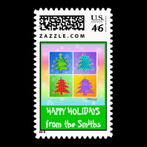 Pop Art Christmas Tree Postage stamps