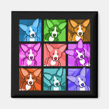 Pop Art Corgi Fridge Magnets