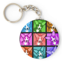 Pop Art Corgi Keychains