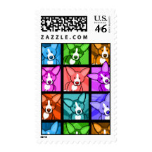 Pop Art Corgi Stamps