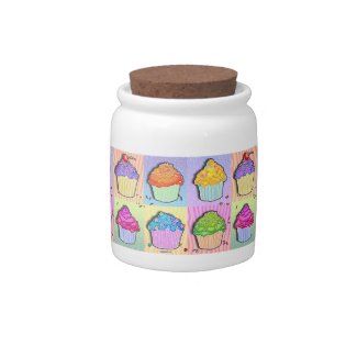 Pop Art CUPCAKES CANDY, TREAT or SUGAR JAR Candy Jar