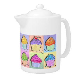 Pop Art CUPCAKES TEAPOT or CREAMER