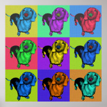 Pop Art Dachsund Doxie Panels Multi-Color Popart Posters