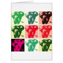 Pop Art Elephants Greeting Cards