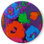 Pop Art Floral Fashion Button Pin