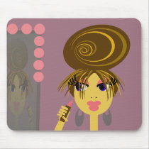 Pop Art Girl Putting on Makeup Mousepad by Derora Pop Art Girl Putting on Makeup Mousepad