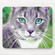 Pop Art Grey Tabby Cat mousepads by reneespade Pop Art Grey Tabby Cat mousepads