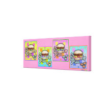 Pop Art HAMBURGER - BURGER & FRIES Gallery Wrapped Stretched Canvas Print