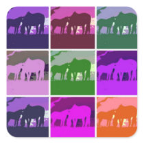 Pop Art Horses Square Sticker