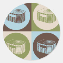 Pop Art HVAC Round Stickers