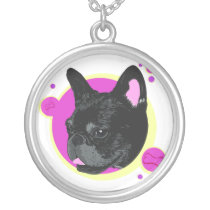 Pop Art Inspired French Bulldog Illustration necklaces