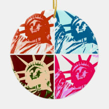 Pop Art Lady Liberty Christmas Ornaments