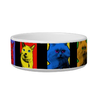Pop Art Long And Short Haired Cats petbowl