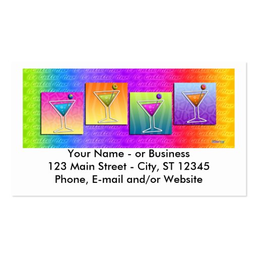 Pop Art MARTINIS BUSINESS CARDS (horizontal) (front side)