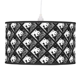 Pop Art Pandas Hanging Lamp Black and White