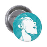 Pop Art Portrait Billie Holiday Aqua Pinback Button