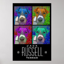 Pop Art Quad Jack Russell Terrier Posters
