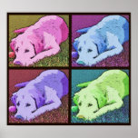 Pop Art Quad Yellow Labrador Retriever Print