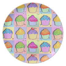 Pop Art Rainbow Cupcakes Plate