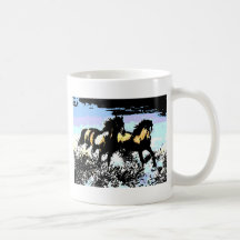 Pop Art Running Horses Coffee Mugs