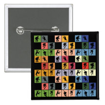 Pop Art Skateboarders Collage Pinback Buttons