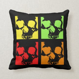 Pop art skulls punk retro throw pillow