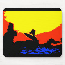 pop art sunset surfer mouse pads
