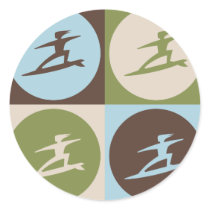 Pop Art Surfing Round Stickers
