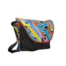 Pop Art Swirly Rickshaw Messenger Bag, Medium
