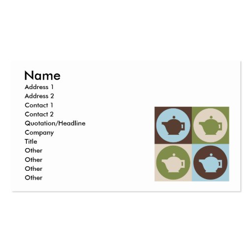 Pop Art Tea Business Card Templates (front side)
